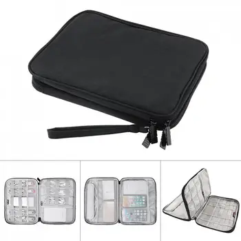 

Multifunctional Double-layer Large Black Digital Cable Storage Bag Earphone Wire Bag Pen Power Bank Travel Kit CasePouch Storage