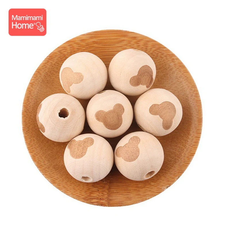 Mamihome 10 шт. 20 мм круглые деревянные бусины с принтом Сердце детский прорезыватель BPA свободное вскармливание ожерелье Подарки Детские товары деревянные пустые