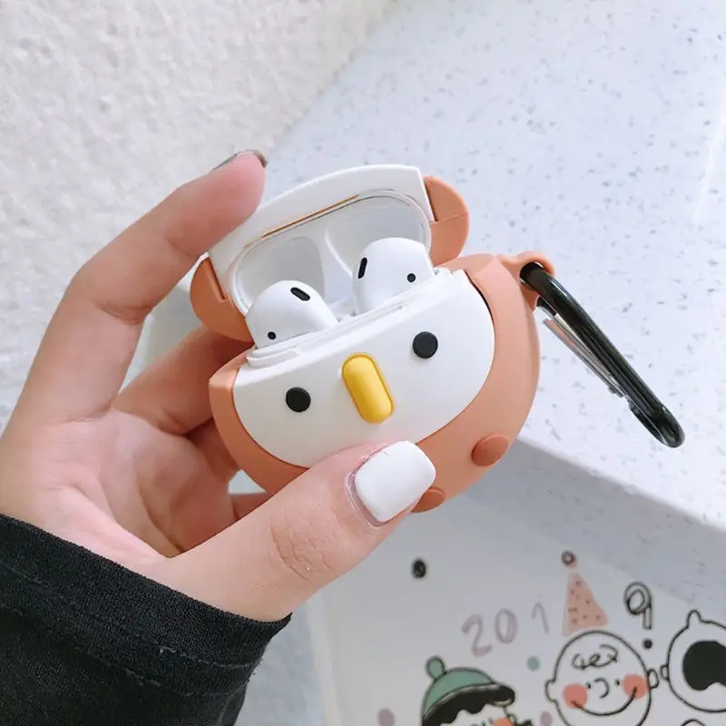 Мультфильм Сова Стиль Защитный чехол силиконовый чехол для Airpods 1/2 с карабином A5YA
