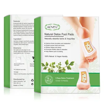 

Bamboo vinegar Artemisia Argyi Detox Foot Patches Pads Toxins Feet Slimming Cleansing Herbal Body Health Adhesive Pads