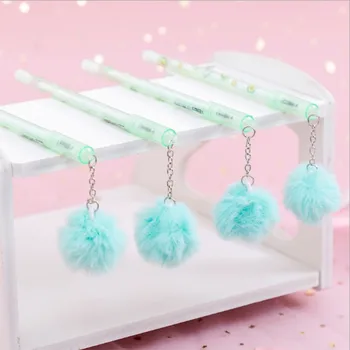

40pcs/lot wholesale Creative Cute Cartoon blue Hairball Pendant Gel Pen Student Learn Signature Pen Gift Stationery Supplies