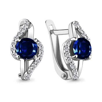 

Earrings with AQUAMARINE nanosapfirami, cubic zirconia, silver 925