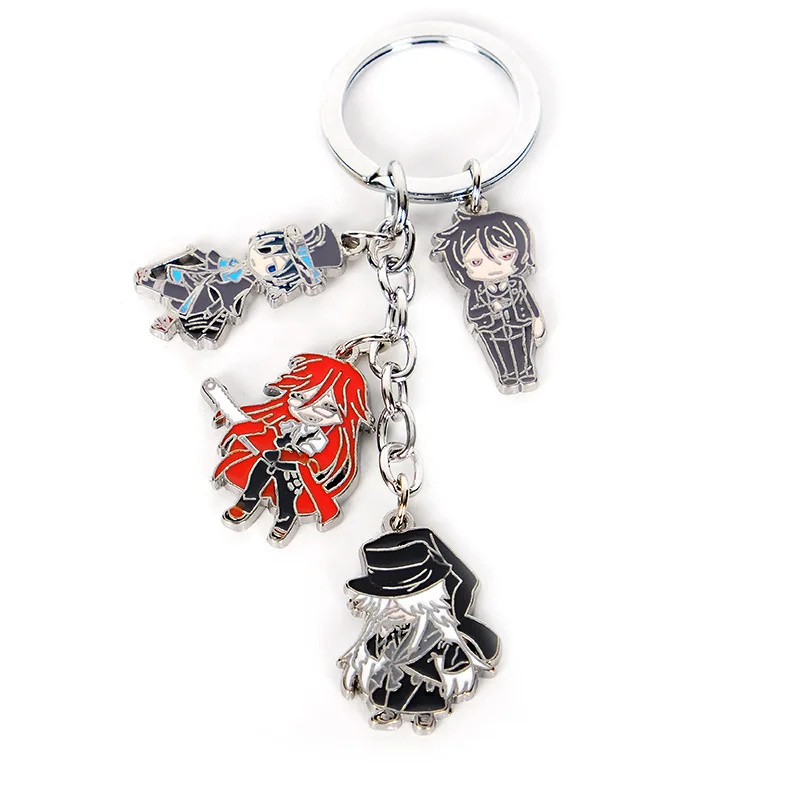 

Anime Black Butler Keychain Sebastian Michaelis Ciel Phantomhive Metal Keyrings Pendants Car Key Chains Holder Figure Toys Doll