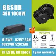 Bafang Motor BBSHD 48V 52V 1000W BBS03 Mid Drive Motor 8fun Electric Ebike Conversion Kit with 52V17.5AH Samsung Lithium Battery