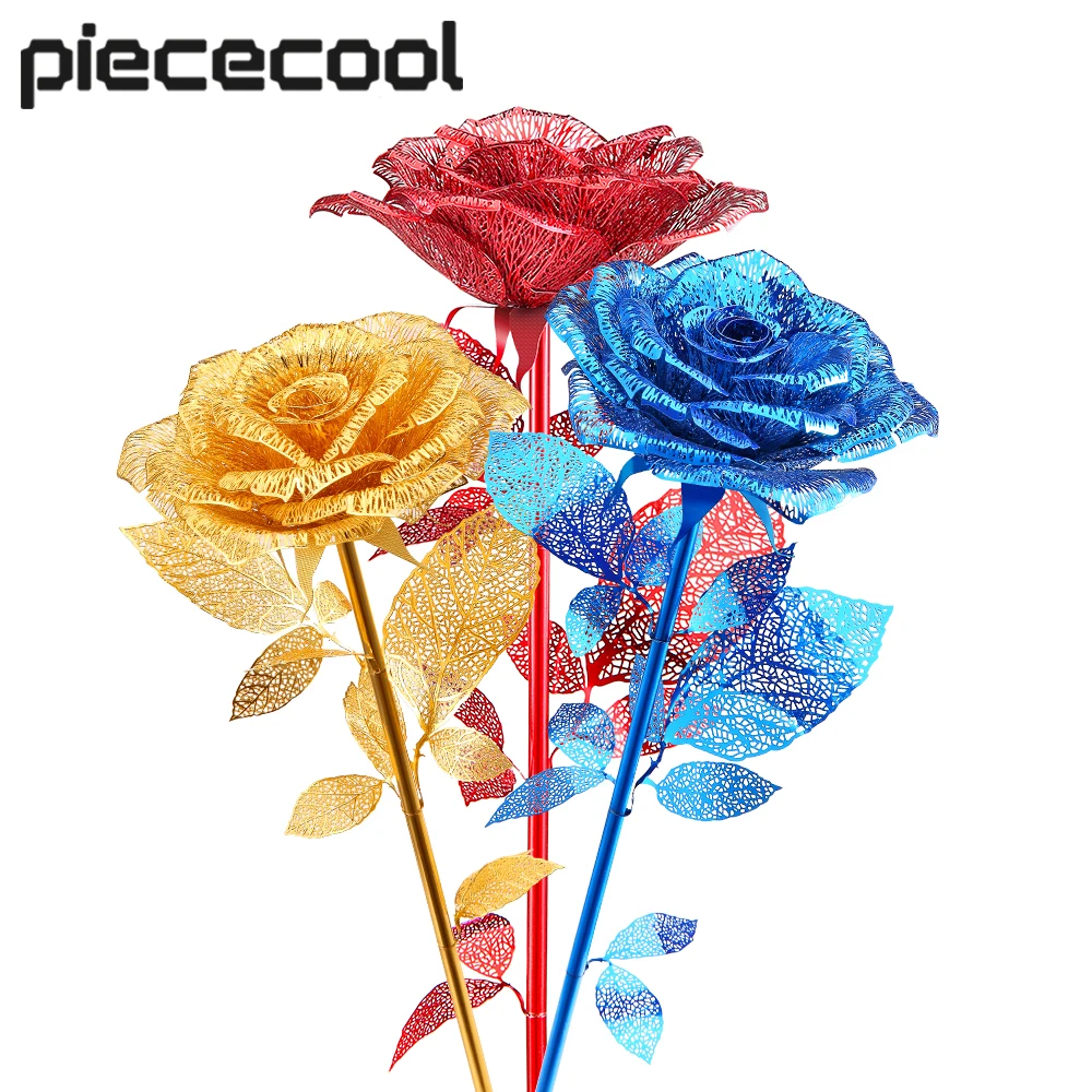 Piececool 3D Metal Puzzle-Rose Model Building Kits DIY Jigsaw Toy For Adults Birthday Gifts piececool 3d metal puzzle russian battlecruiser pyotr diy jigsaw toy model building kits christmas gifts for adults