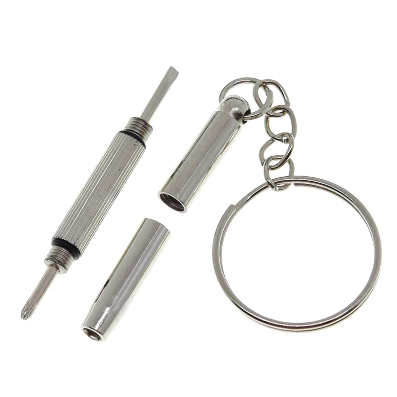 Tragbare 3 in 1 Schrauben dreher Brille Sonnenbrille Uhr Reparatur Schrauben dreher Set Schlüssel bund Edelstahl Mini Schrauben dreher Handwerkzeuge – Detail 6