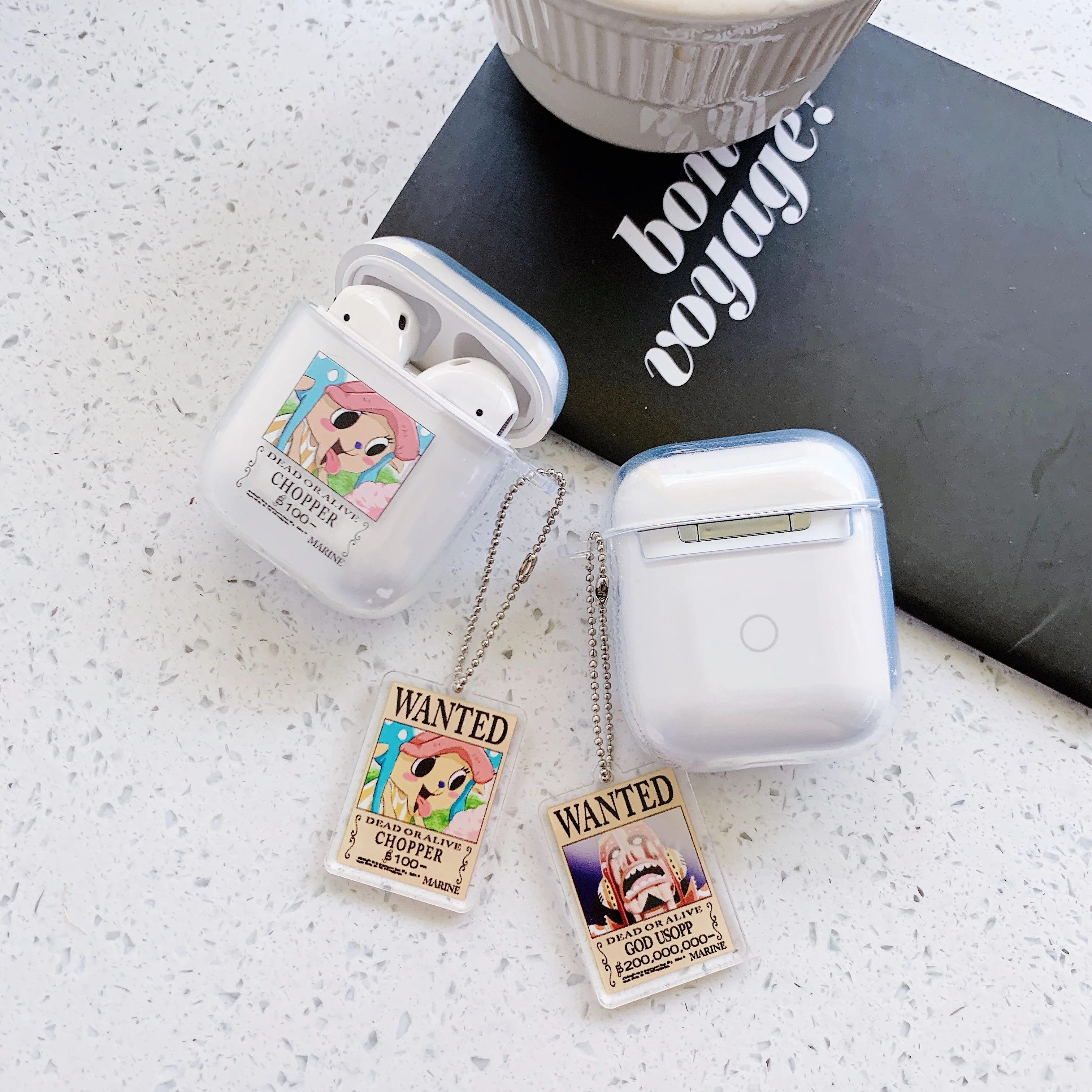 Мультяшный цельный чехол с узором для Airpods 2 1 беспроводная bluetooth-гарнитура прозрачные наушники Мягкий ТПУ чехол с кулон крючок