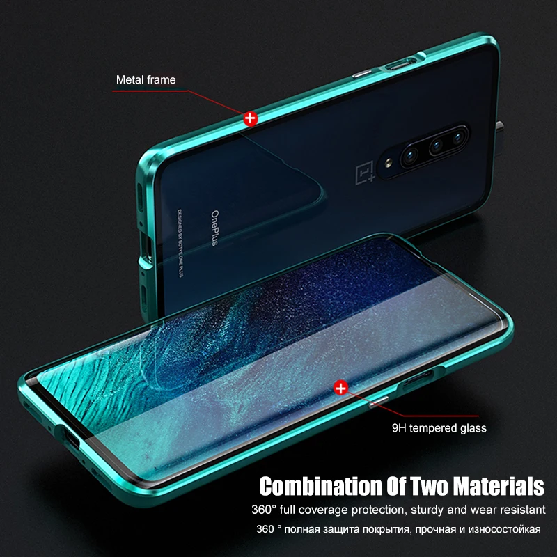 360 Полный Магнитный чехол для Oneplus 7 Pro Oneplus7 металлический бампер передний из закаленного стекла Прозрачный чехол One Plus 7 Pro чехол s Armor