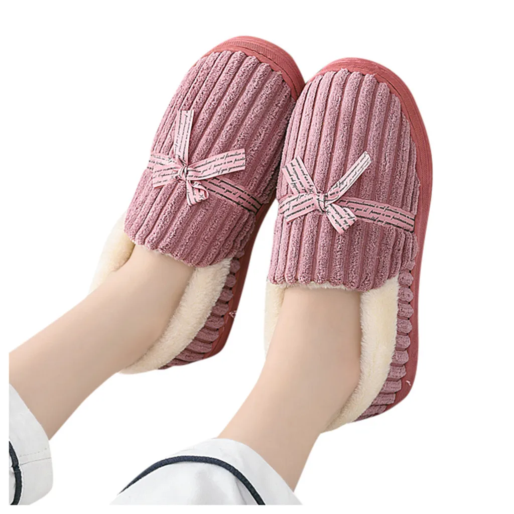 

Warm Butterfly Knot Home Slippers Man Winter Warm Cotton-padded Slippers Floor Home Slippers Indoor Shoes zapatos de mujer