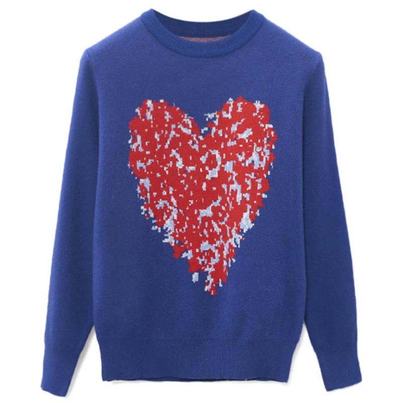 

Tunjuefs Animal Jacquard Sweater Women Jumper Heart Color Block Butterfly Jersey Runway Knitted Top Long Sleeve Pullovers Lolita