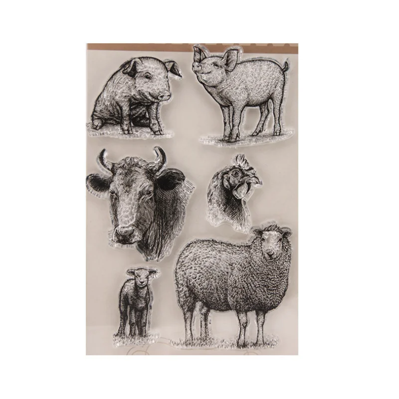 

1pc livestock Transparent Clear Silicone Stamp Seal Diy Scrapbook Rubber Hand Account Photo Album Diary Decor Reusable 15*10.5cm
