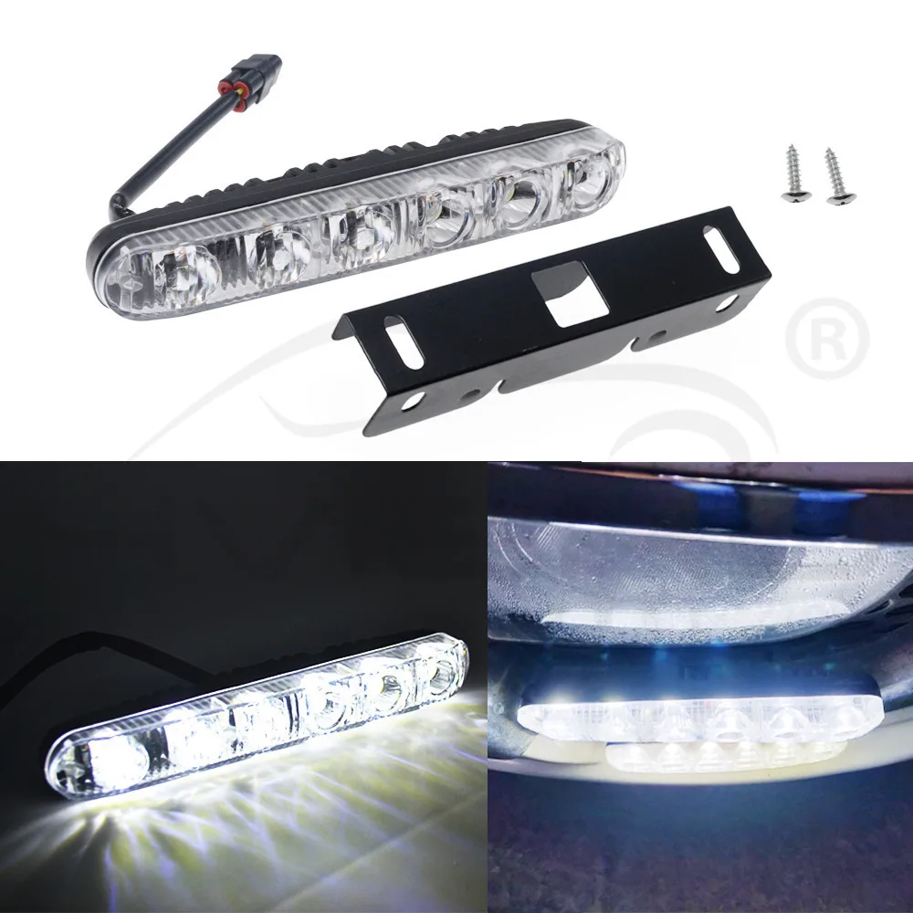 Hviero Auto Led Car Daytime Running Light 6LED DRL Turn Signal White DC 12V Head Light Driving Lamp Brake Light Parking Fog Lights