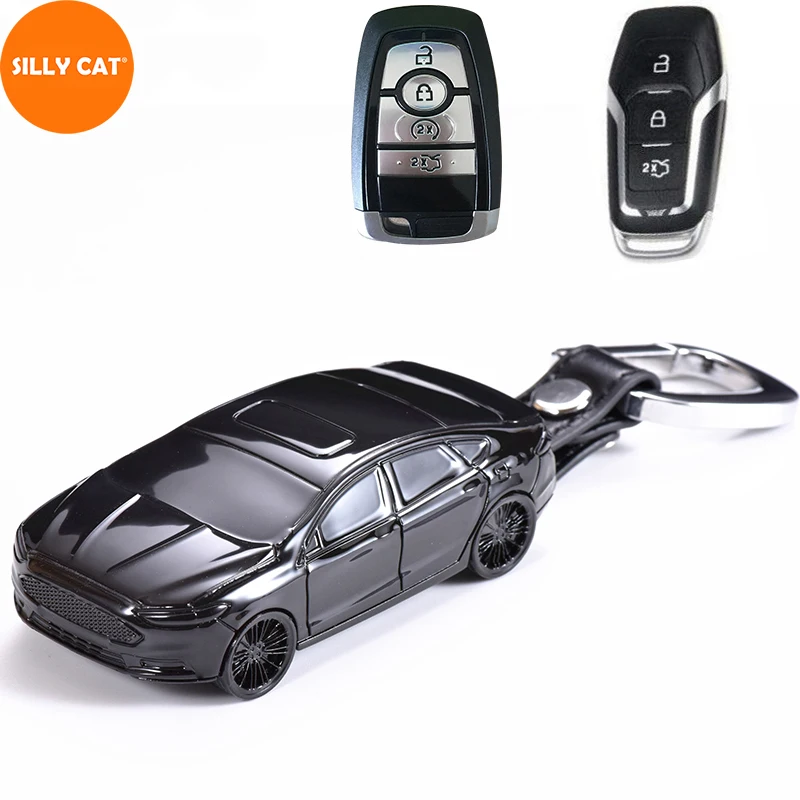 Car Model Shape Car Key Case Cover Fob Chain Remote Suit for Ford EXPLORER ESCAPE FOCUS EDGE Mustang MONDEO F 150 TAURUS ESCORT