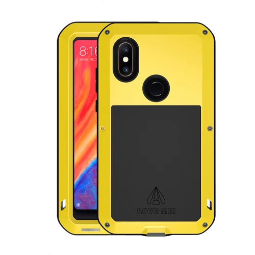 yellow LOVE MEI Aluminum Metal Case For Xiaomi Mi 8 Cover Powerful Armor Shockproof Life Waterproof Case For Xiaomi 8 Mi8 M8 Capa Funda - Цвет: yellow