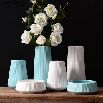 

1Pcs Thick matte striped ceramic vase inserted dry flowers vase hydroponic home restaurant desktop art decoration ornaments