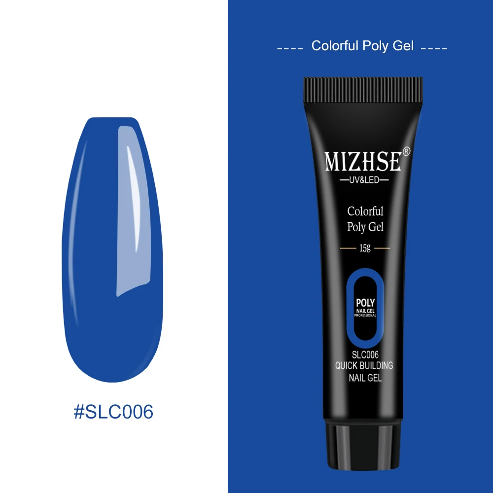 SLC006-15G MIZHSE, 30 г/15 г, цветной полигелевый удлинитель для пальцев, 12 цветов, быстростроительный гель, Ультрафиолетовый твердый строительный полигелевый лак для ногтей - Цвет: SLC006-15G