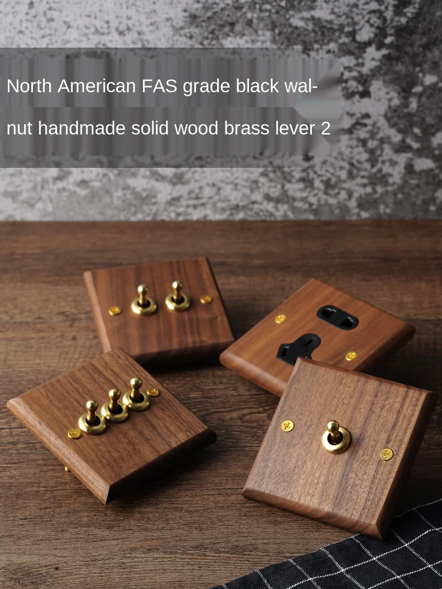 DepoGuye High quality retro American light switch socket, pure wood