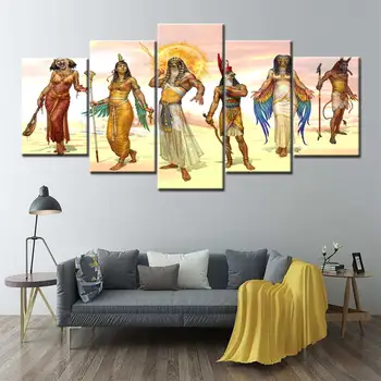 

Canvas 5 Panel Egyptian mythology Character Anubis Ancient bastet Painting Poster Style Wall Art Picture Home Decor Living Room
