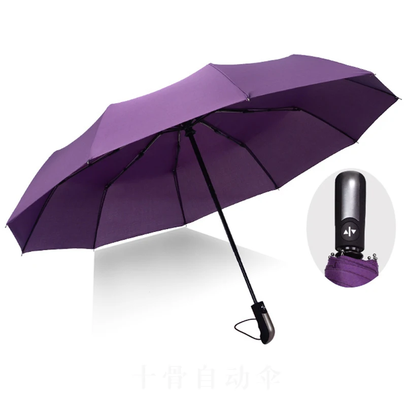 

Big Size Ten Bones Increase Business Tri-fold Umbrella Fully Automatic 3 Folding Umbrella Windproof Sunny and Rainy Umbrella