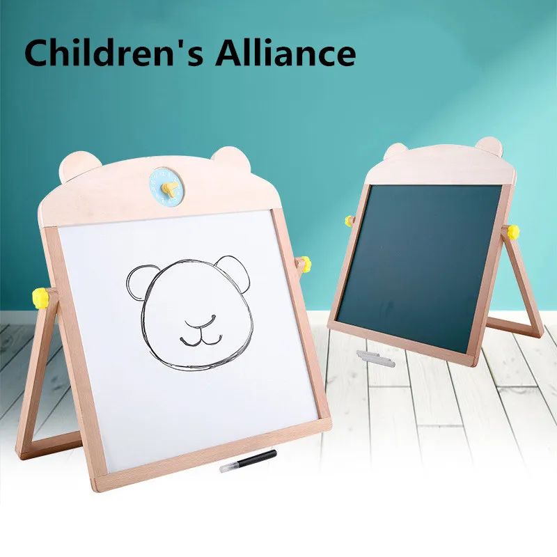 

Kids Easel Magnetic Drawing Board Reversible Artboard Bracketed Double-sided Doodle Board Blackboard Educational Toys