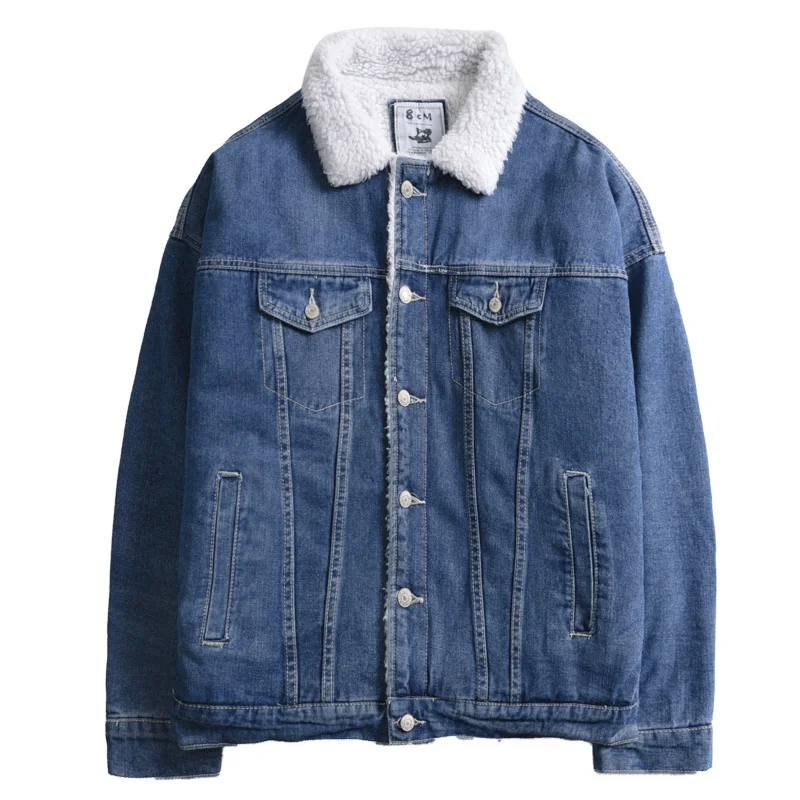 Men Jacket Warm Winter Loose Big Size Men Jean Jackets Jaqueta Jeans Masculina Denim Vintage Varsity Mens Denim Jacket II50JK