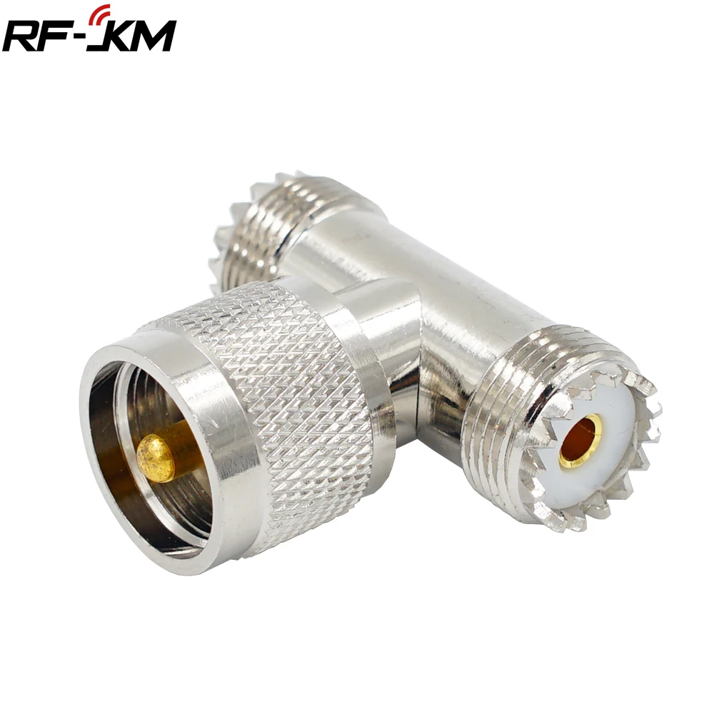 

1PCS Connector PL259 UHF Male PL-259 to Dual SO-239 UHF Female SO239 Triple Tee Type 3 Way Adapter connector