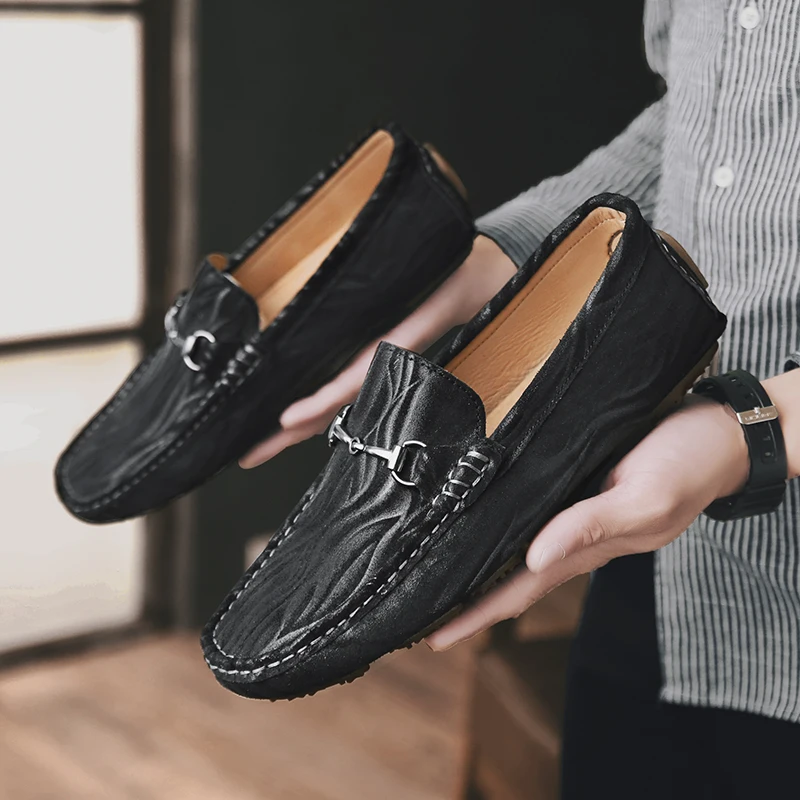 

Men Loafers Shoes Spring Summer Soft Leather Business Men Moccasins Shoes Breathable Slip on Driving Shoes