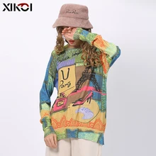 ^#Cheap New XIKOI Winter Novel Print Sweater Women Pullovers Knitted O-Neck Jumper Women Oversized Warm Sweaters High Elastic Pull Femme ^#Cheap New XIKOI Winter Novel Print Sweater Women Pullovers Knitted O-Neck Jumper Women Oversized Warm Sweaters High Elastic Pull Femme