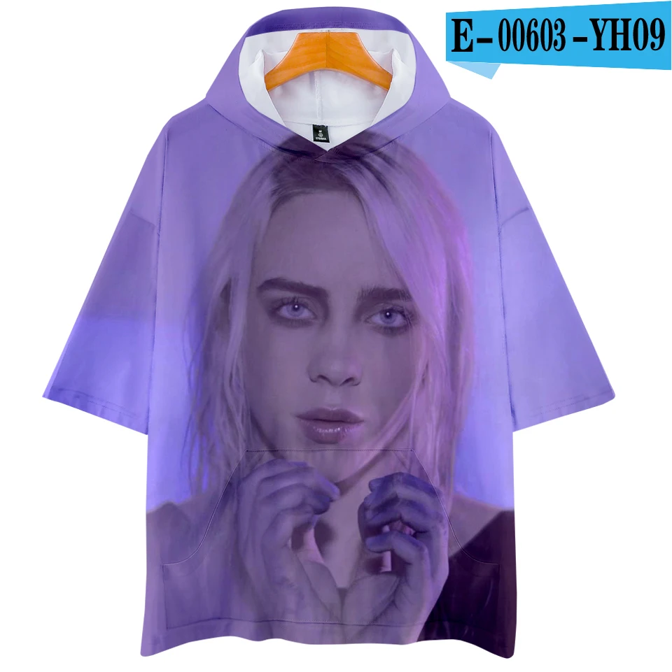 Billie Eilish za 3D толстовки новые с коротким рукавом модные лето/весна футболка классная и дышащая футболка с коротким рукавом - Цвет: 3D