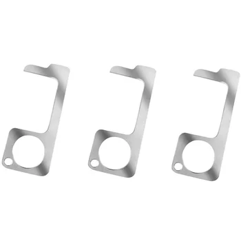 

EDC Door Opener, Door Handle For Pushing Elevator Buttons, Simple Aluminum Alloy Manual Door Opener(Silver 3 Pack)