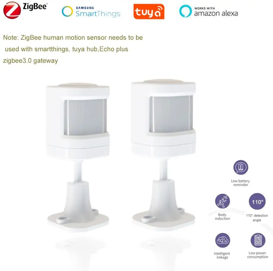 Bestlymood Inteligente ZigBee PIR Sensor de Movimiento Compatible con APP Tuya Smart Life IFTTT para Echo 2Nd Plus Trabaja con Hub de Plataforma Tuya