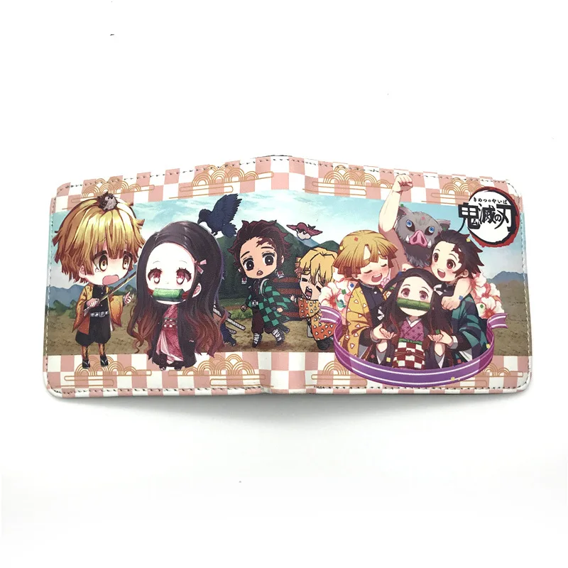 Anime Demon Slayer Kimetsu No Yaiba Tanjiro Kamado Leather Short Purse With Coin Pocket  Card Holder 