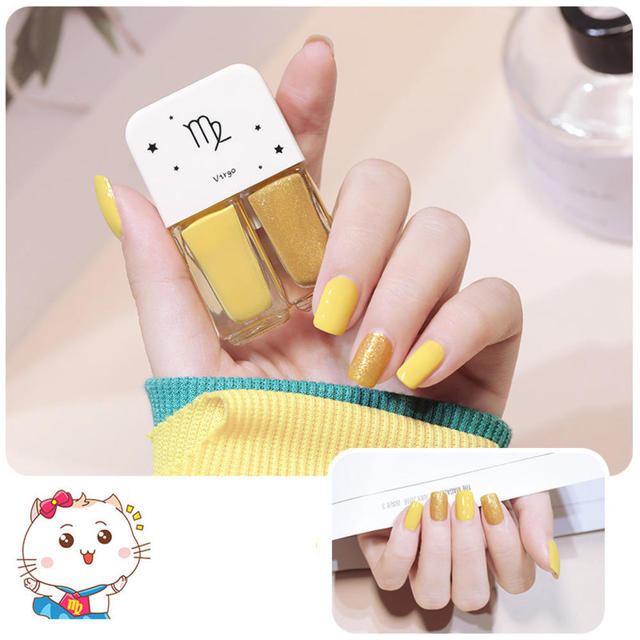 Nail Polish Set Two Bottles Glitter Scrub Can Tear No-bake Women Girl Cute Nail Polish Quick Drying Manicure Tools