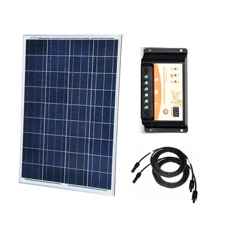شراء بلاكا Fotovoltaica 12v 100w شاحن بالطاقة الشمسية تحكم 12 V/24 V 10A PV كابل قافلة سيارة مخيمات طقم شمسي عربات سكنية RV خارج الشبكة