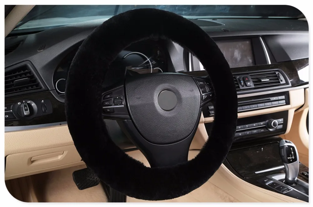 Klassischer Auto-Lenkradbezug aus echtem Schaffell, weiches australisches Wollfell, Fahrzeug dehnbar auf dem Lenkradschutz – Detail 6