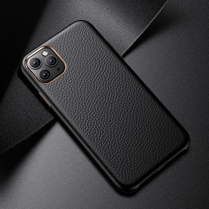 Black Leather iPhone 11 Pro Max Cover, iPhone Cases