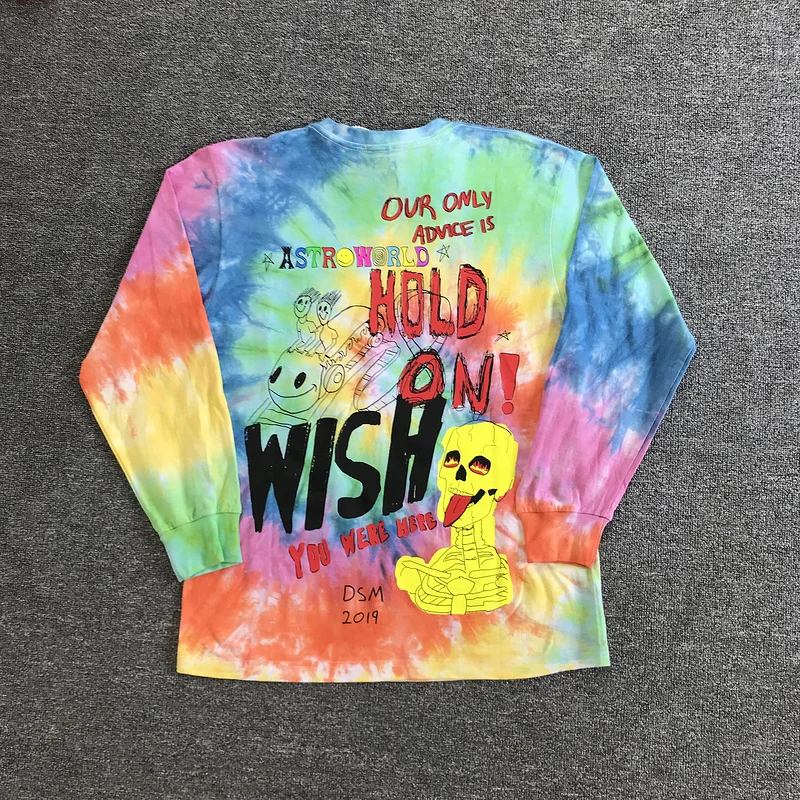 Мужские и женские футболки Astroworld t-shirt новая футболка с изображением Трэвиса Скотта, футболка с принтом граффити, галстук-краситель, астромир, топы