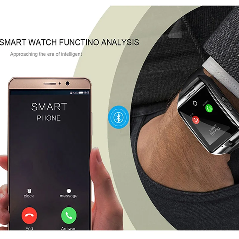 Bluetooth Смарт-часы камера Сенсорный экран Смарт-спортивный ремешок для IOS Android GV99
