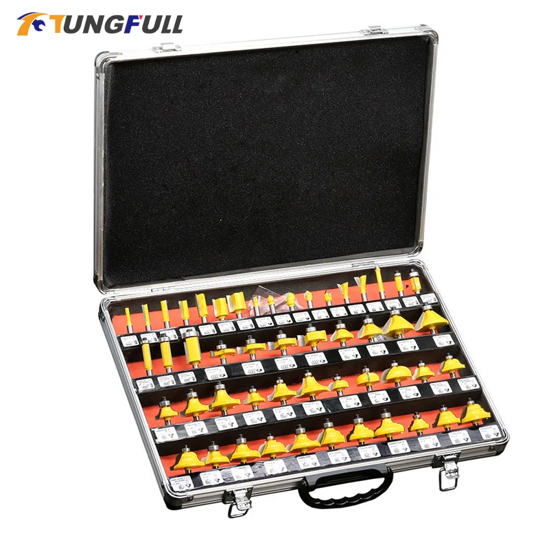 

50PCS/SET 1/4" 1/2" Shank Milling Cutters Router Bit Set Woodworking Drill Bits Milling Cutter For Wood Cutting Tools