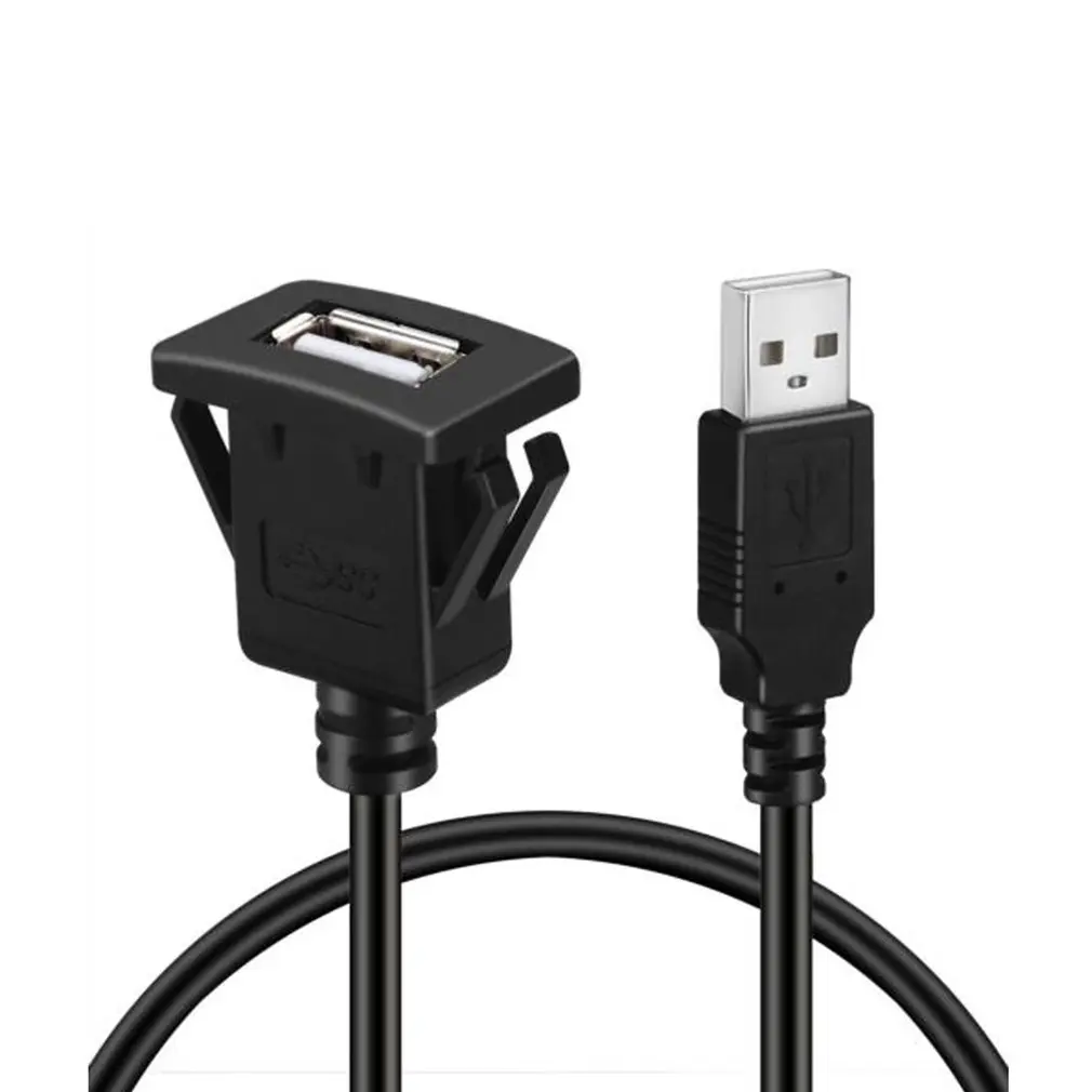 Car Dash Board Flush Mount USB Male To Female Socket Extension Panel Cable