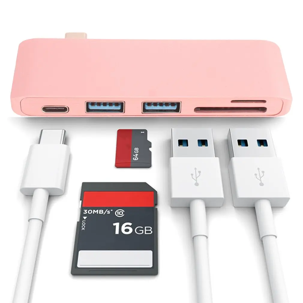 5 в 1 Многофункциональный USB-C type-C концентратор USB 3,0 Combo PD-power безопасная цифровая память/TF кард-ридер для портативных ПК
