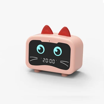 

Cute Cat Ear Design Bluetooth Speaker LED Display Portable Wireless Loudspeaker PC Mirror FM Radio Alarm Clock TF Card