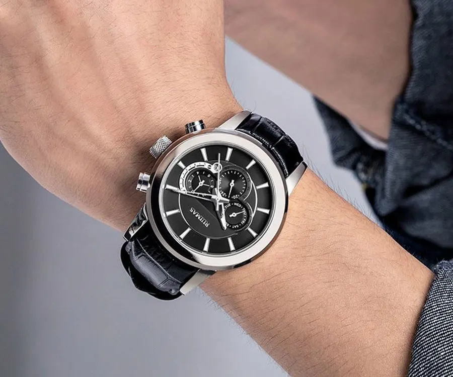 RUIMAS Men's Leather Chronograph Watches Waterproof Quartz Wristwatch Man Luxury Top Brand Sports Watch Relogios Masculino 6767