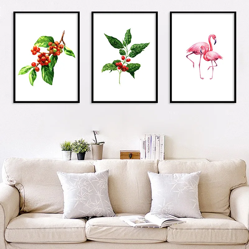 

Hipster Simple Plant Hanging Painting Northern European-Style Flamingo Canvas wu kuang hua xin AliExpress Hot Selling