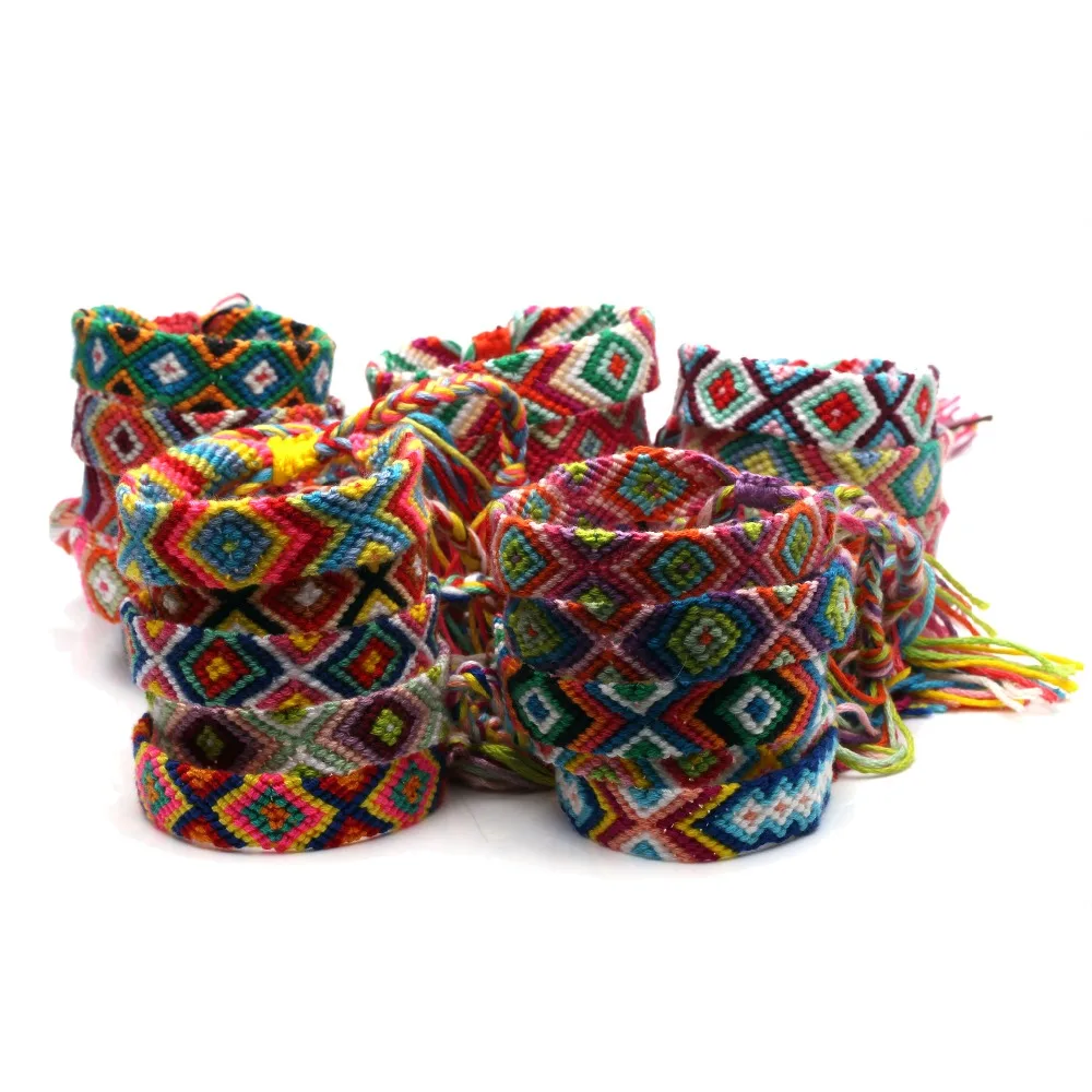 Разноцветные серьги в стиле бохо сглаза ромбоид Регулируемый тканый браслет дружбы для женщин мужчин хиппи Цыганский Майя этнические ювелирные изделия ручной работы