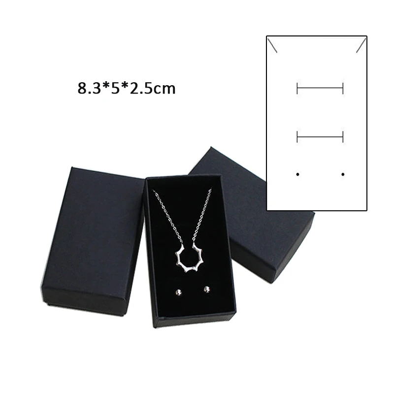 8.3x5x2.5cm Ювелирная коробка ожерелье держатель кольцо упаковочная коробка крафт-бумага ювелирный магазин подарочная коробка контейнер для серег кулон коробка черный 12 шт./лот - Цвет: 8.3x5x2.5cm
