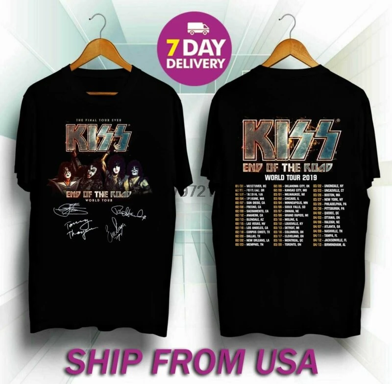 Рок-группы "KISS" футболка End of the Road прощального тура с подписи