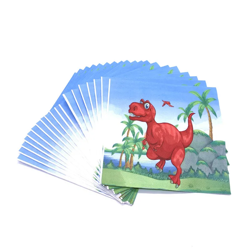 Napkins-20pcs Christmas Cute Red Dinosaur Wedding Decorations Plates Cups Napkins Party Supplies Tableware Baby Shower Birthday Party For Kids - Цвет: Napkins-20pcs