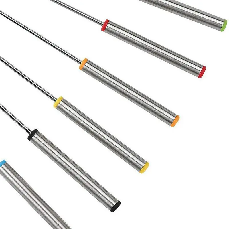 Stainless Steel Fondue Fork Fruit Chocolate Fountain Cheese Forks With Heat Resistant Handle Set Of 12(Random Color