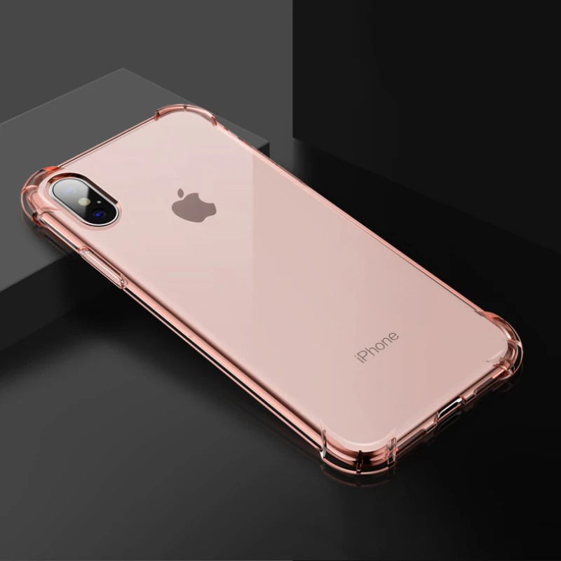 Rose Gold Противоударный чехол-подушка безопасности для iphone 11 Rro Max Xr Xs X+ 7 8 6 6S Plus мягкие прозрачные чехлы для задней защиты - Цвет: Rose Gold